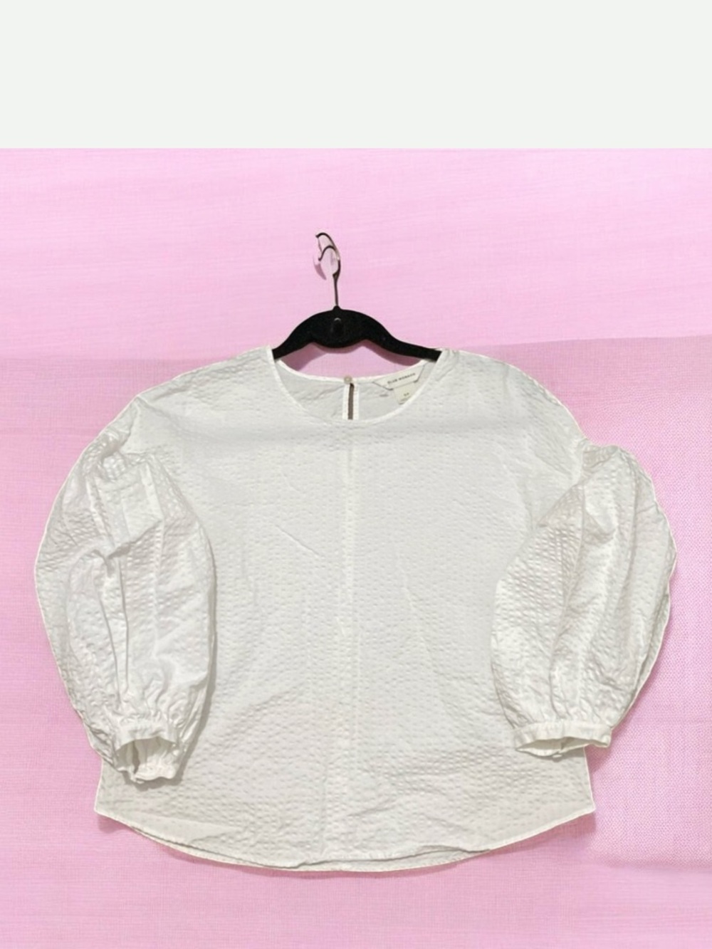 Club Monaco White 💯 Cotton Bubble Puff Crew Neck Top Size S|P